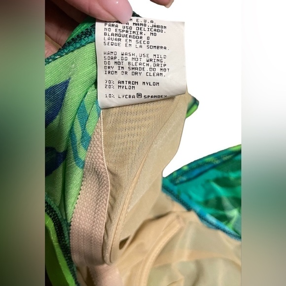 NWT Athena One Piece Tropical Blue & Green Foliage Pattern Swimsuit Size 10 - Picture 15 of 16